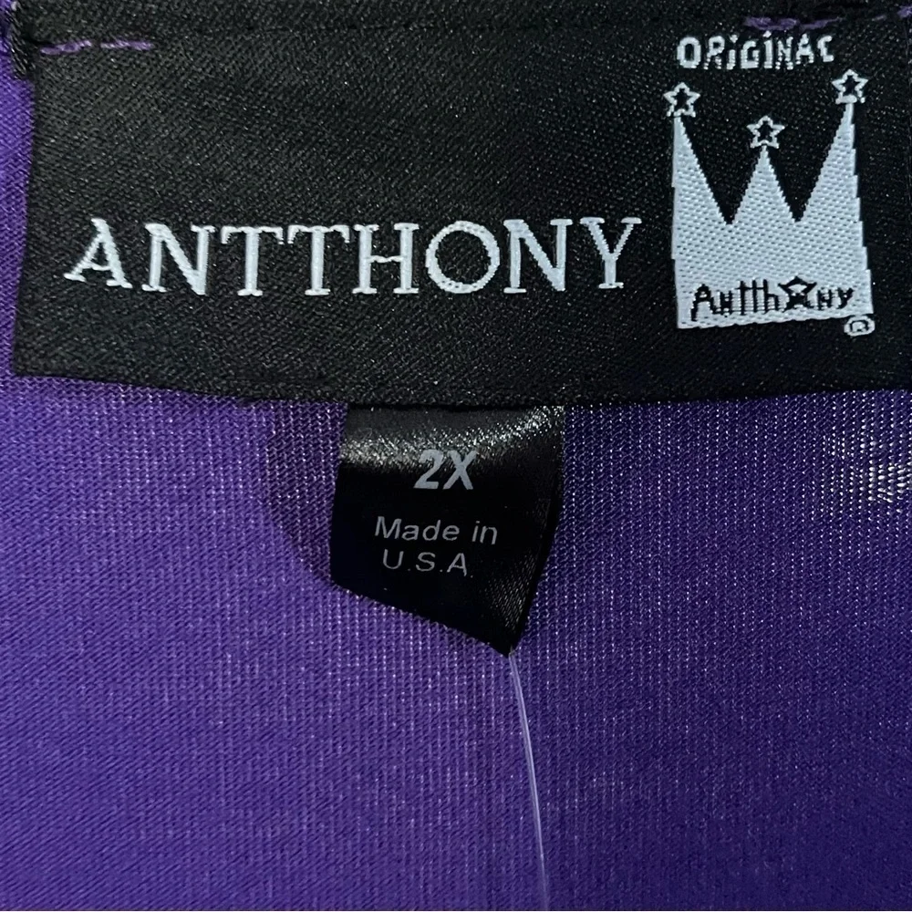 Anthony Original Womens 2 Piece Tank Top Pants Set Shark Bite Hem Purple 2X - Picture 10 of 14